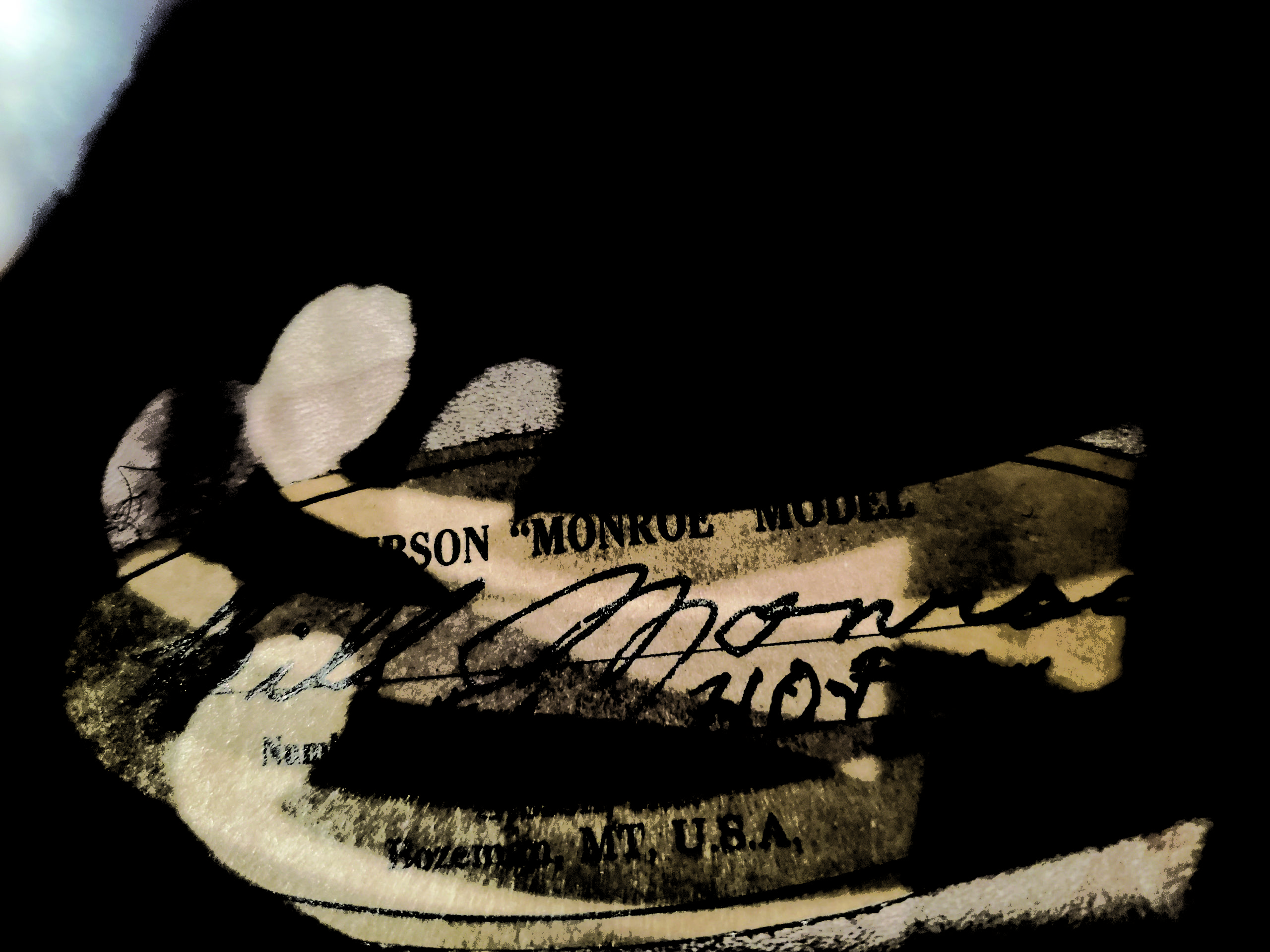 Bill Monroe's signature on the first Monroe Model mandolin