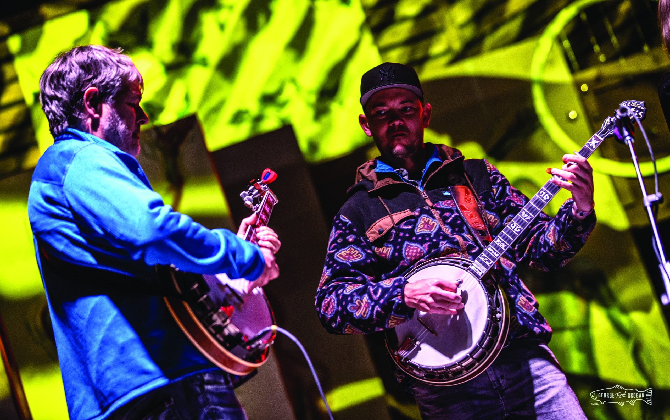 Béla Fleck and Chris Pandolfi at the Telluride Bluegrass Festival.  
Photo by George Trent Grogan 
