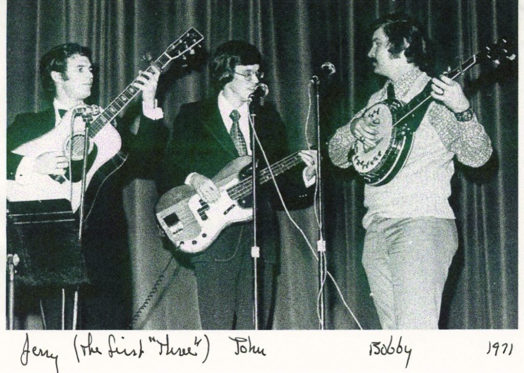 Jerry Ryan, John Vess and Bobby Horton at Woodlawn High School in 1971—their only show ever with electric bass