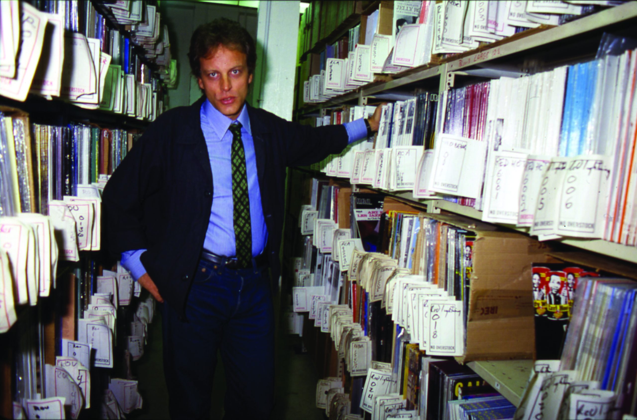 Bill Nowlin in the stacks at the Rounder Warehouse      