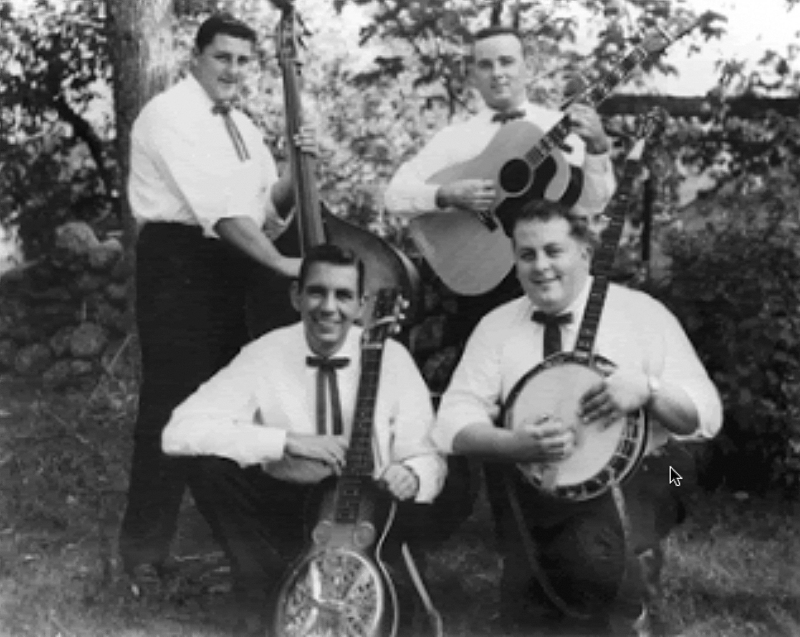 The Tidwell Brothers and the Cedar Mountain Boys, 1960—Bob Tidwell (bass), Ollie Steadman (Dobro), Floyd Bradley (guitar), Sam Tidwell (banjo)