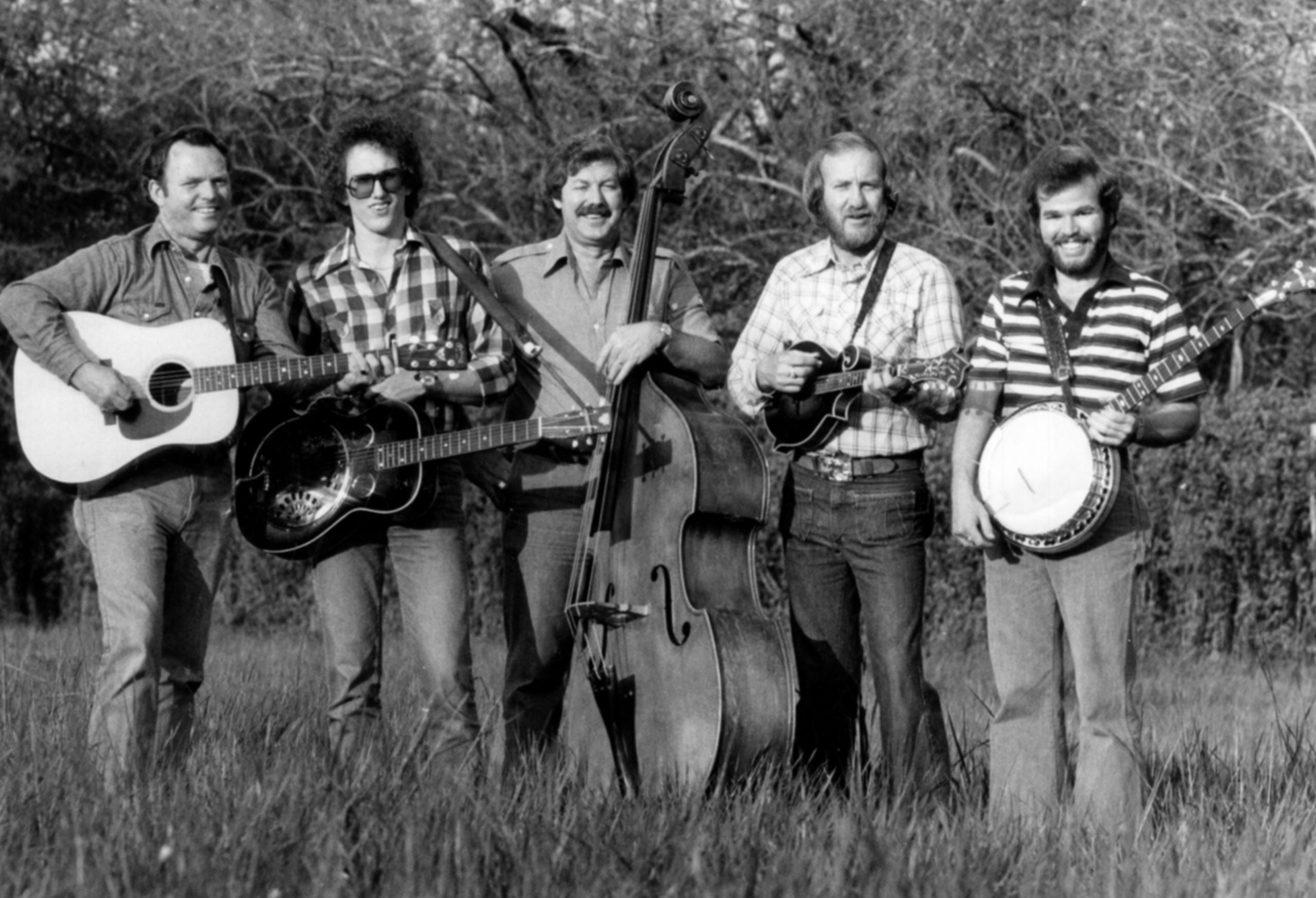 The Country Gentlemen, May 1978—(left to right) Charlie Waller, Jerry Douglas, Bill Yates, Doyle Lawson, James Bailey. // Photo by Brant Gamma