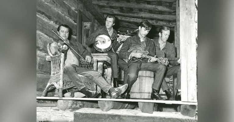 Larry Rice with J.D. Crowe and the Kentucky Mountain Boys—Left to right) Bobby Sloane, J.D. Crowe, Larry Rice, Doyle Lawson. photo by Jack A. Cobb