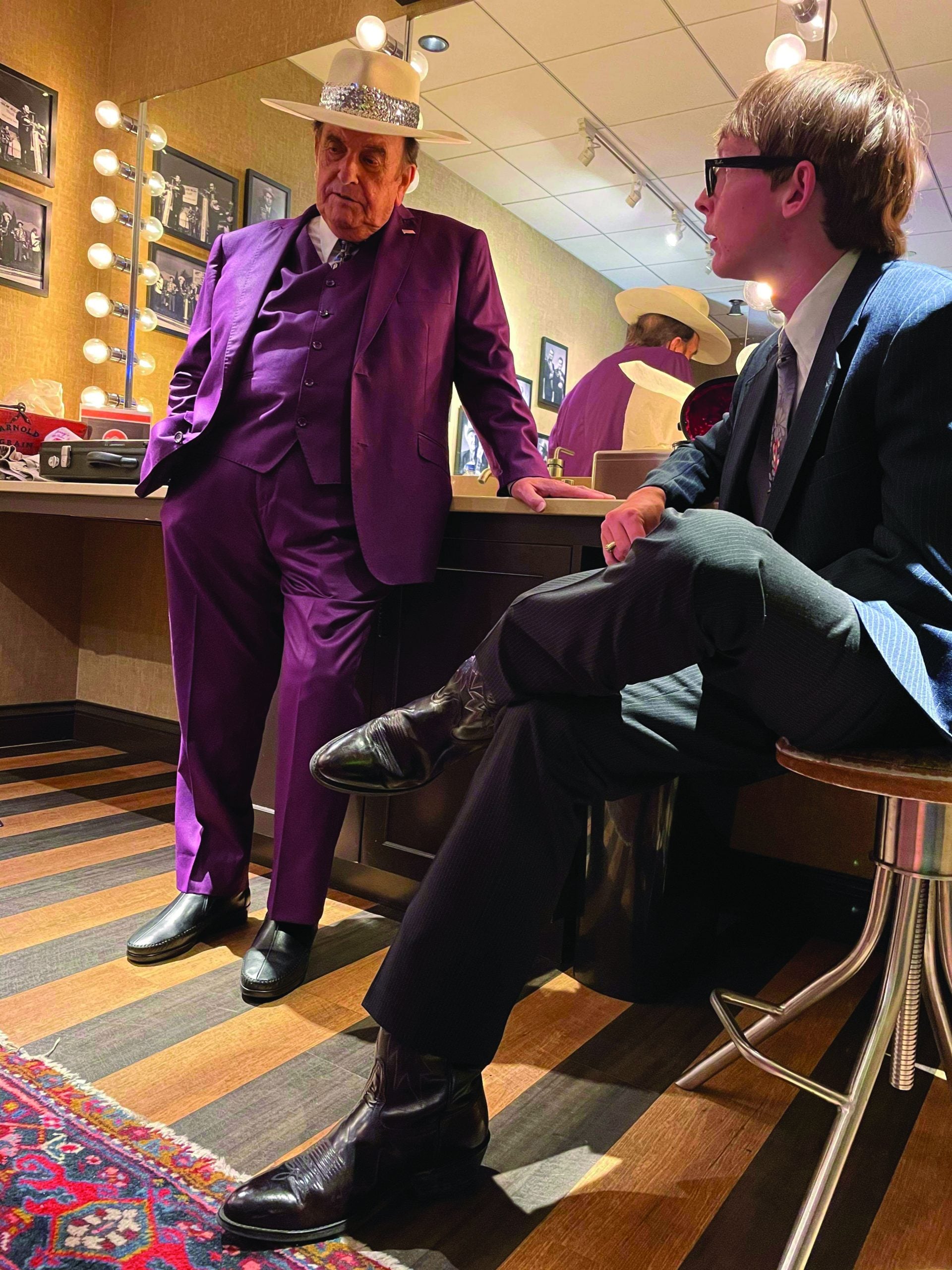 Lincoln Hensley backstage at the 
Grand Ole Opry with Bobby Osborne.
Photo by Aynsley Porchak