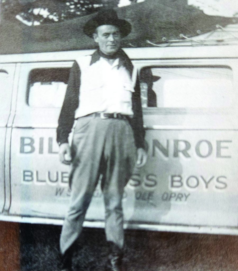 Tomie Thompson in front of Bill Monroe’s stretch limousine, ca. August/September 1946. Photo is credited to Lawrence Waltman, long-time proprietor of Sunset Park.