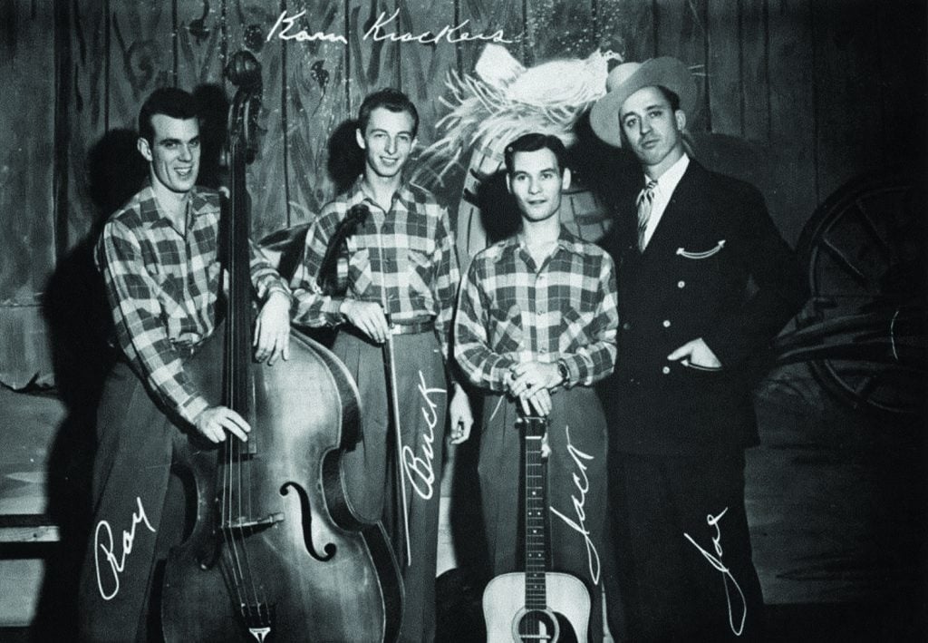 Ray Edenton as a member of the Korn Krackers, ca. 1948. Left to right: Ray Edenton, Buck Ryan, Jack Osborne, and Joe Maphis.