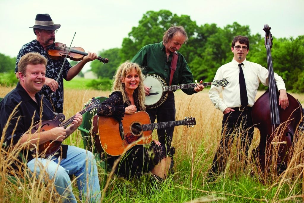 The Ironweed Bluegrass Band (left to right) Joey Wieneman, Kelly Jones, Jane Accurso, Dierik Leonhard, and Matthew Bossaller.
Photo by Caty Smith