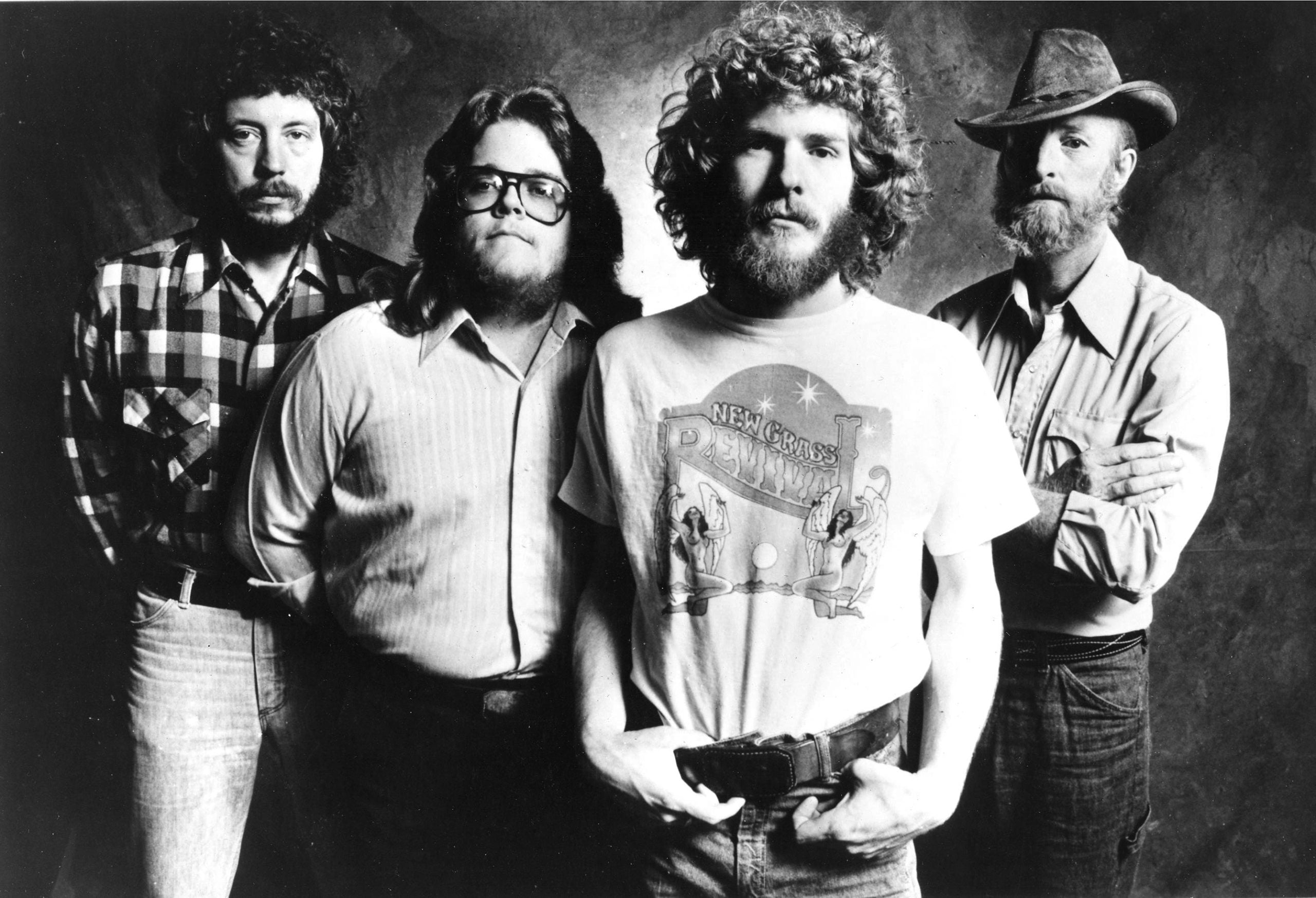 New Grass Revival:  Curtis Burch, John Cowan, Sam Bush and Courtney Johnson.  Photo courtesy of the Bluegrass Music Hall of Fame & Museum.