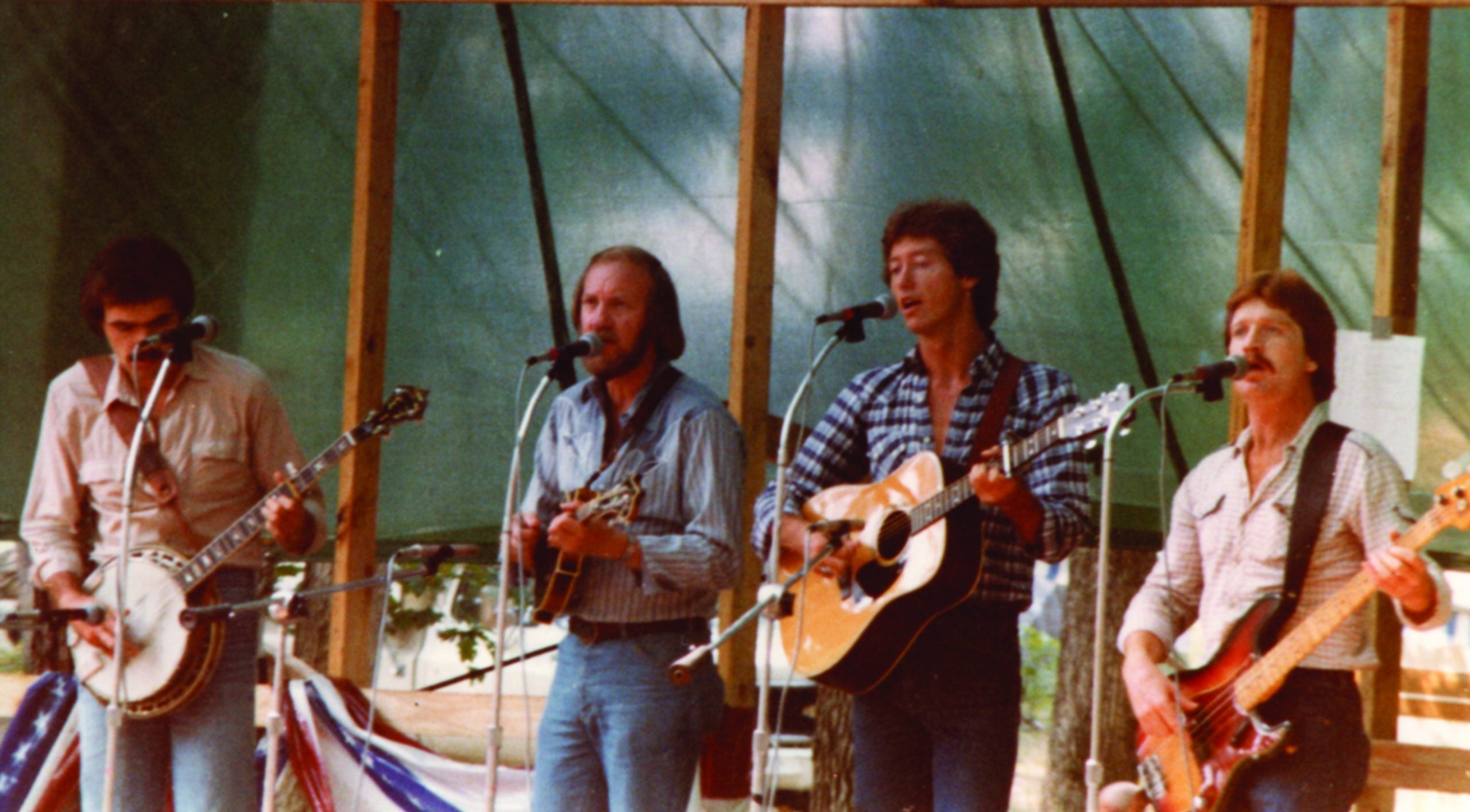 The Original Doyle Lawson & Quicksilver in Mineral, Virginia, August 1980—Terry Baucom, Doyle Lawson, Jimmy Haley, Lou Reid. // Photo by Karen L. Jones
