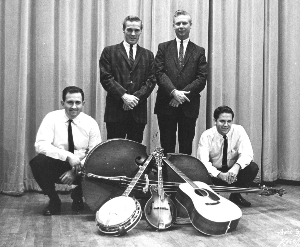 Pete and his friends post for a picture with their instruments