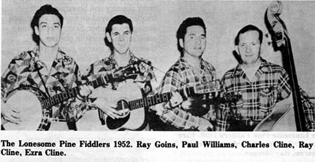 The Lonesome Pine Fiddlers 1952. Ray Goins, Paul Williams, Charles Cline, Ray Cline, Ezra Cline.