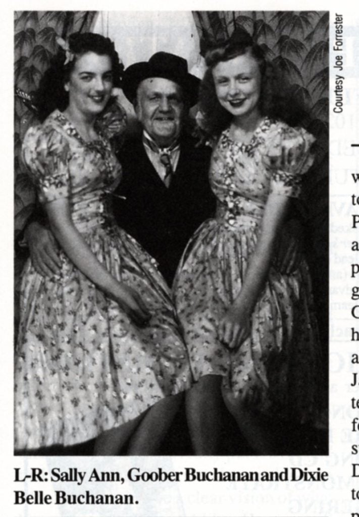 Sally Ann, Goober Buchanan, and Dixie Buchanan smile for a group photo.