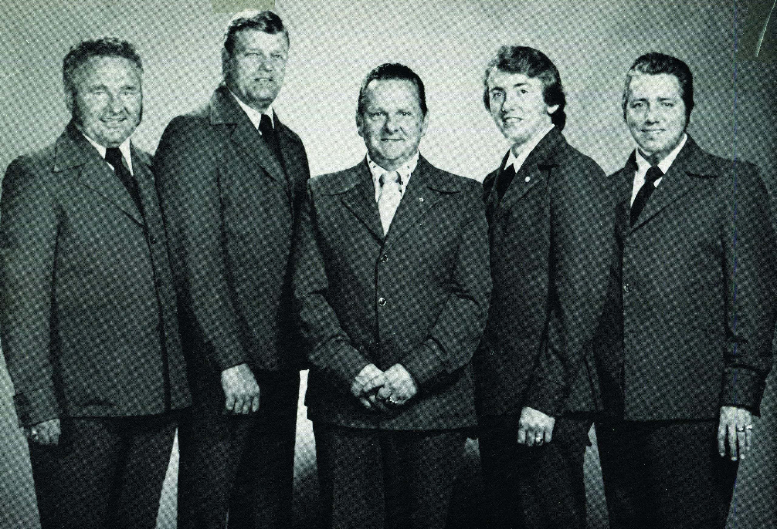 Ralph Stanley and the Clinch Mountain Boys (left to right):  Curly Ray Cline, Ricky Lee, Ralph Stanley, Keith Whitley, Jack Cooke