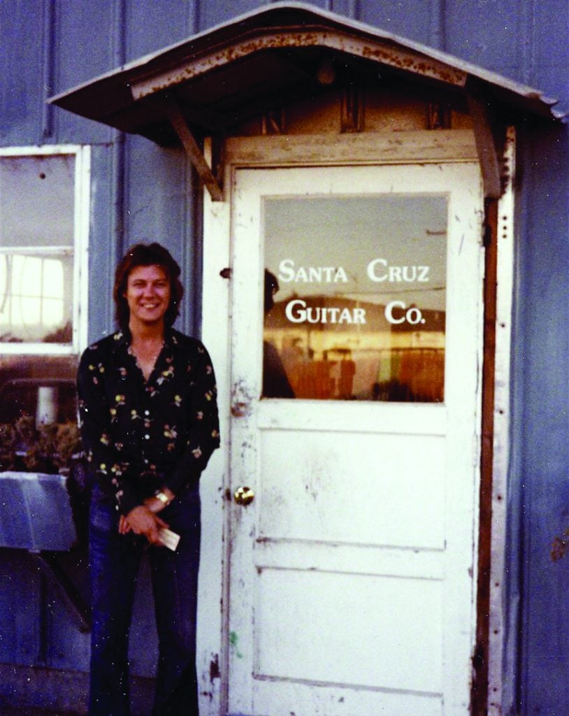 Tony Rice at the original Santa Cruz Guitar Company shop.