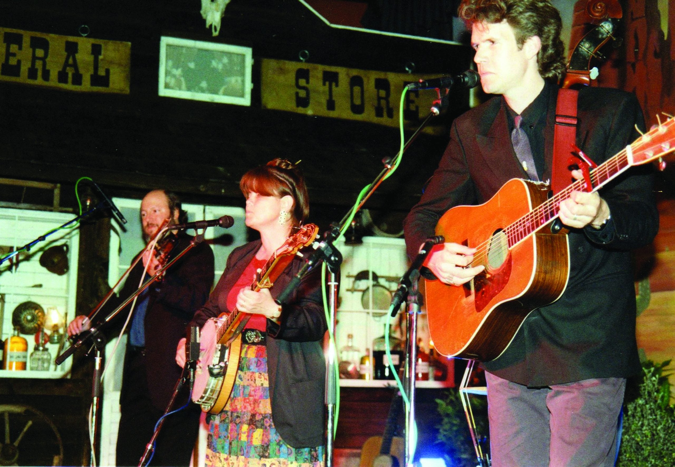 Middle: Lynn Morris Band in Austria, May 1992.  L to R Tad Marks, Lynn Morris, Chris Jones and Marshall Wilburn (hidden from view).