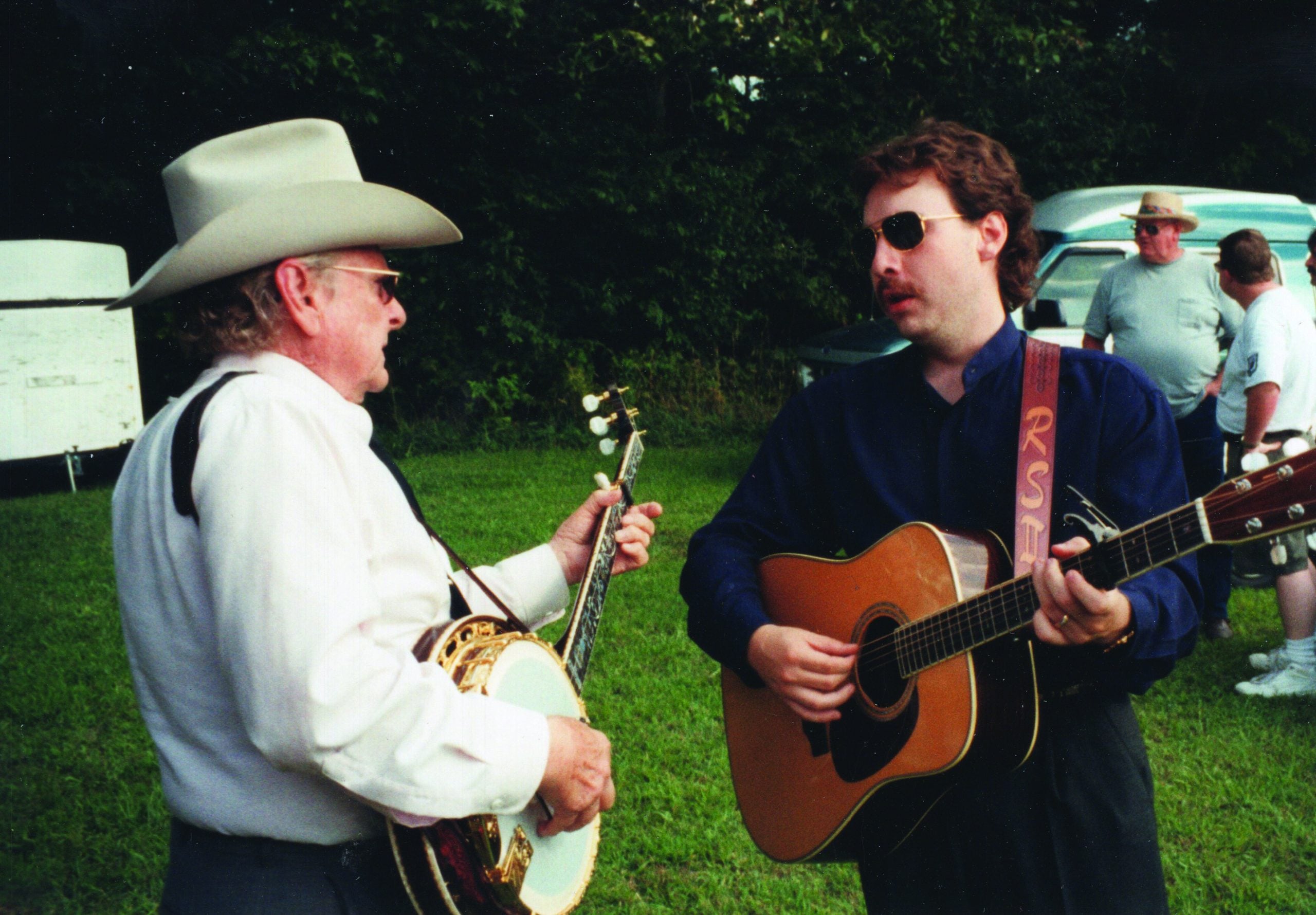 Ralph Stanley II warming up back stage with his father in 2000. // Photo by Ronald L. Stuckey
