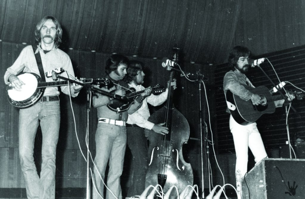 Herb Pedersen with the New Kentucky Colonels (left to right) Herb Pedersen, Roland White, Eric White, Clarence White