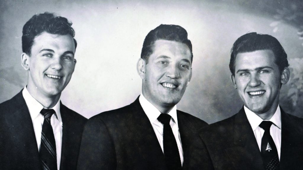 Webster Brothers and Carl Butler, ca. 1954.  Left to right: Earl Webster, Carl Butler, and Audie Webster