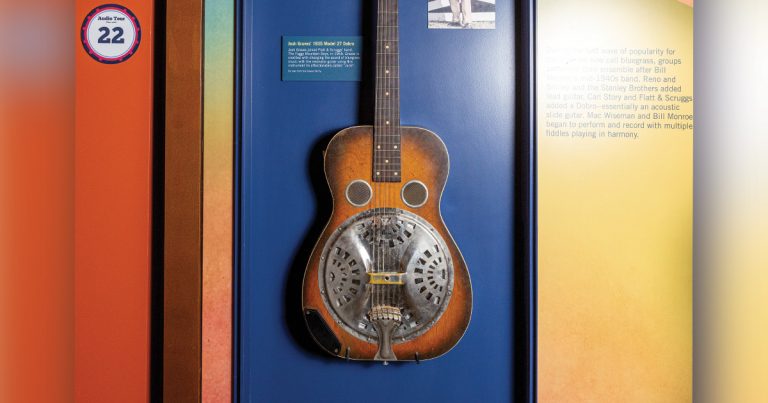 Josh Graves display at the Bluegrass Music Hall of Fame and Museum in Owensboro, Kentucky. // Photo by Jamie Alexander