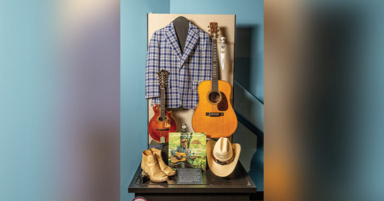 The Jimmy Martin exhibit case currently on display at the Bluegrass Music Hall of Fame & Museum in Owensboro, Kentucky