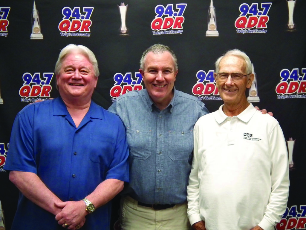 Tim Woodall, Trip Savery (Curtis Media President/COO) and Larry Nixon at WQDR Studios. 
Photo by Penny Parsons 
