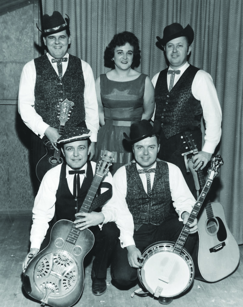 Paul Williams (mandolin), Judy Lee, Jimmy Martin (guitar), Josh Graves (Dobro), and Billy Edwards (banjo) in Toronto, Canada, 1962. Photo Courtesy of the Bluegrass Music Hall of Fame and Museum Good Home Grown Music collection.