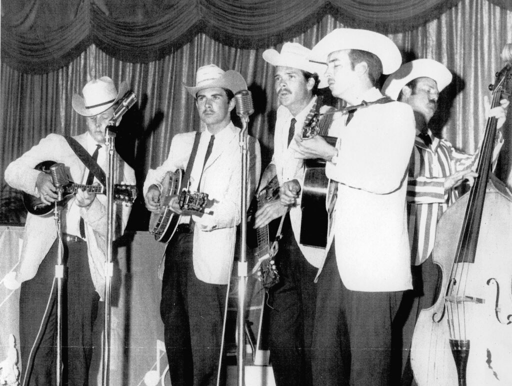 The Scottsville Squirrel Barkers, 1963 (left to right):  Chris Hillman, Kenny Wertz, Larry Murray, Gary Carr, Ed Douglas.  Photo Courtesy of Chris Hillman Archives
