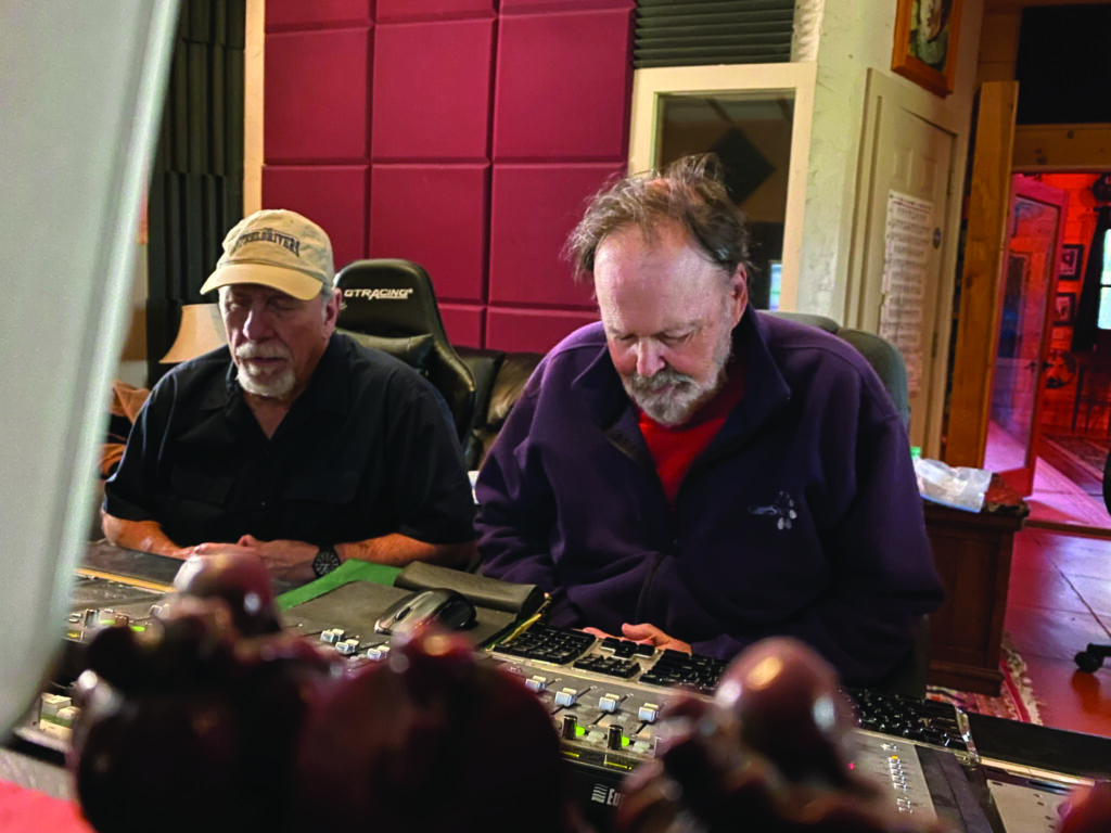 Alan Munde in the studio with Elliott Rogers.
Photo by Billy Bright