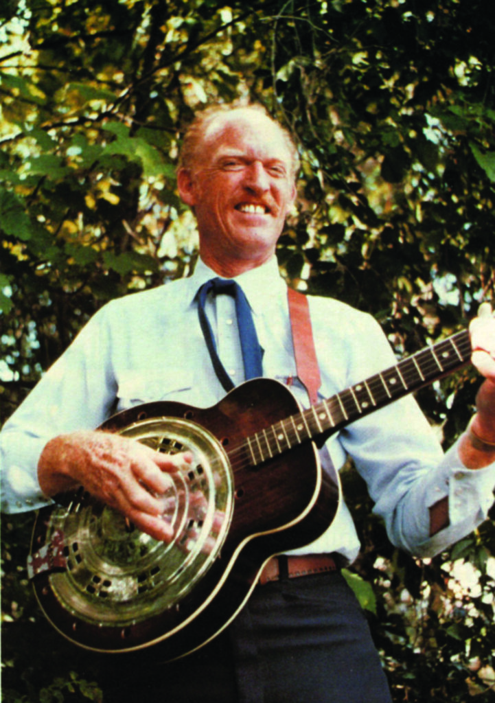 Allen Shelton with his 5-string Dobro Bluegrass Unlimited Archives