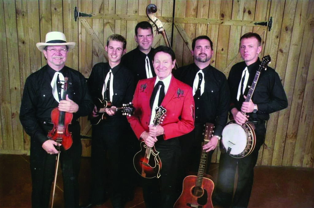 Jesse McReynolds and the Virginia Boys at the Gibson Café, Opry Mills.  (Left to Right) Bobby Hicks, Luke McKnight, Kent Blanton, Jesse McReyndols, Mathew Allred  Daniel Grindstaff.  // Photo by Larry Hill