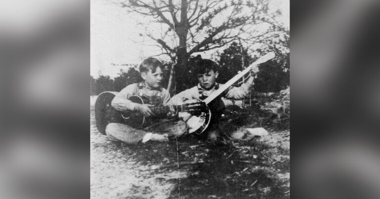 Horace and Earl Scruggs playing a tune in Flint Hill, North Carolina. Courtesy of the Family of Horace Scruggs.
