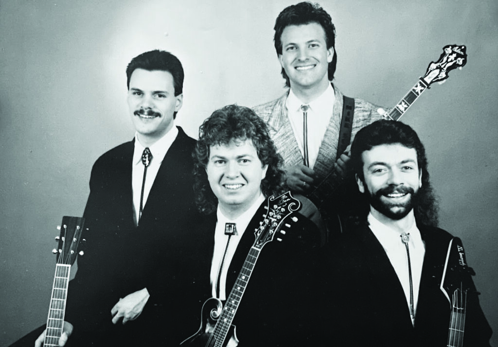 Mike Scott & The All-American Band (left to right) Scott Houston, Scott Risner, Mike Scott and Bennie Boling, 1989.  //  Photo by Pat Corn