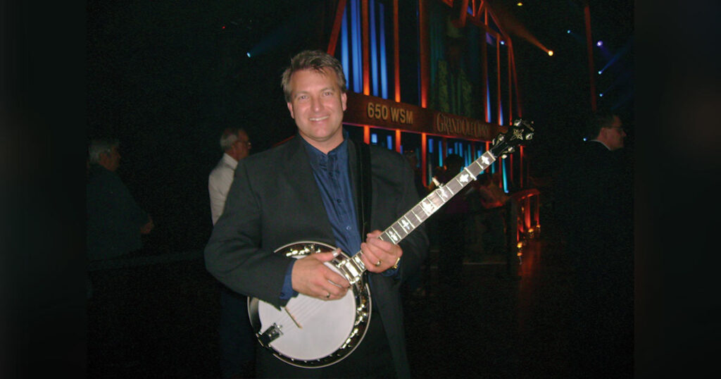 Mike Scott with his Sullivan Banjo at the Grand Ole Opry. // Photo by Brenda Scott