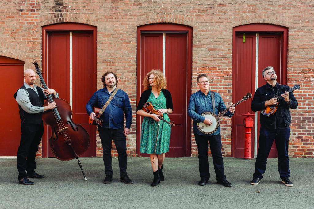 The Becky Buller Band (left to right) Daniel Hardin, Jacob Groopman, Becky Buller, Ned Luberecki and Wes Lee.   //  Photo by Shayna Cooley