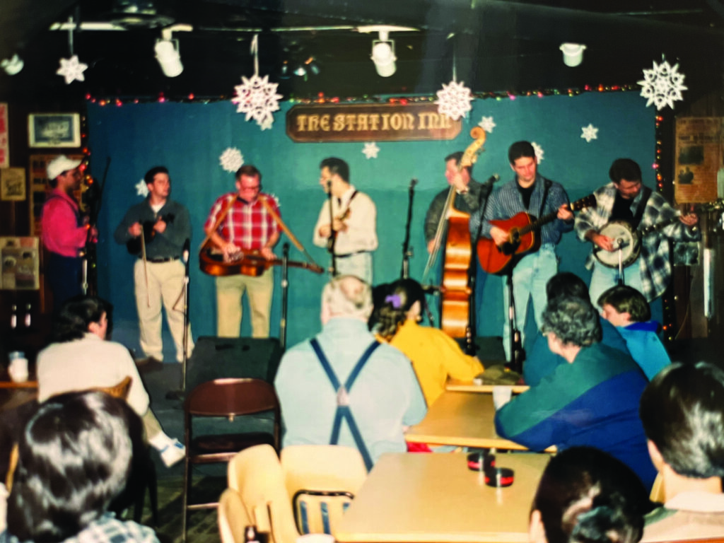The Sidemen: Jimmy Campbell, Jason Carter, Gene Wooten, Ronnie McCoury, Mike Bub, Terry Eldredge, Rob McCoury at the Station Inn, December 1997.  
Photo by Casey Henry