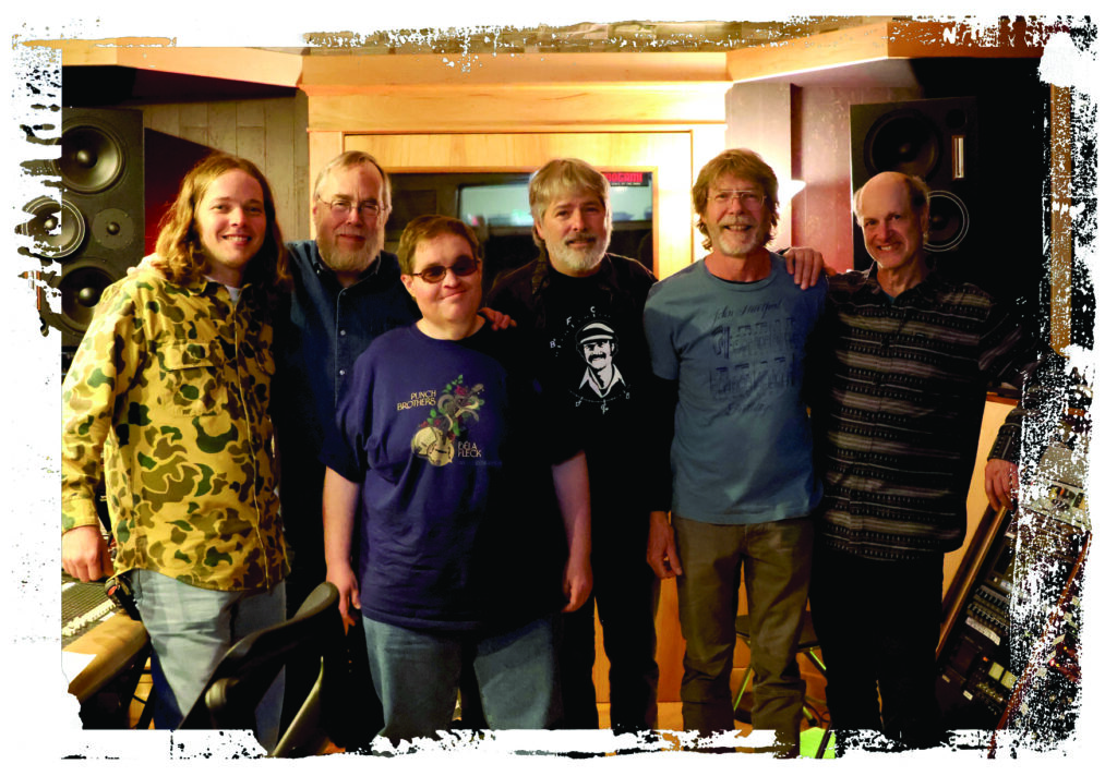 Billy Strings, Tony Trischka, Michael Cleveland, Béla Fleck, Sam Bush, Mark Schatz. Photo by sean trischka