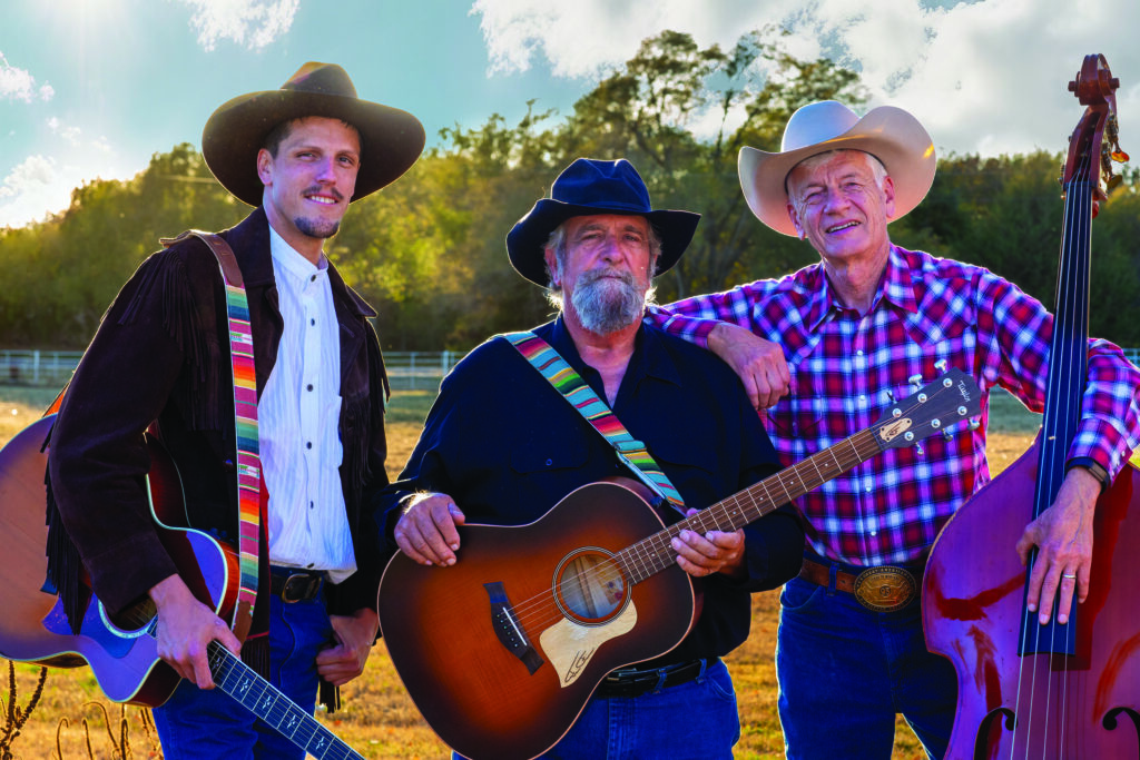 Current photo of Orin’s band, the Diamond W Wranglers. (left to right) Jesse Friesen, Stu Stuart, Orin Friesen. Photo by Linda Werhan