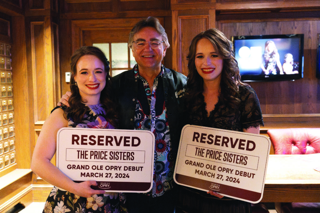 The Price Sisters with Ronnie McCoury at the Grand Ole Opry. // Photo by Sophia Sharp