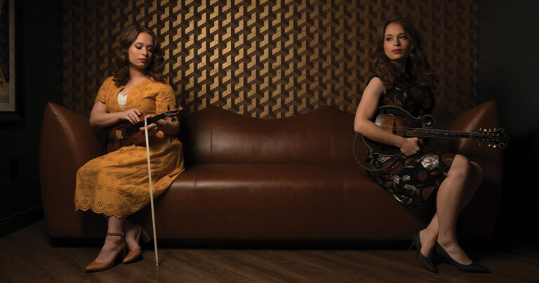 The Price Sisters, Lauren (mandolin) and Leanna (fiddle). // Photo by Allen Clark