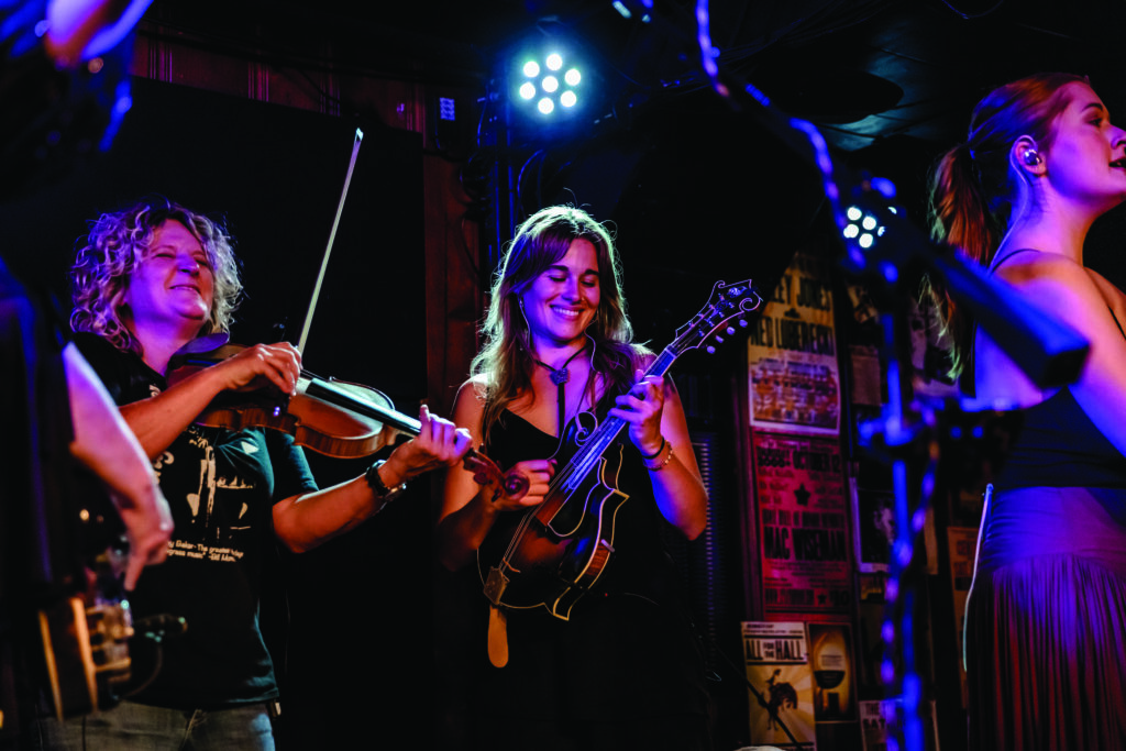 Sister Sadie on stage at the Station Inn (left to right) Deanie Richardson, Rainy Miatke, and Maddie Dalton.   //  Photo by stephen cannoy