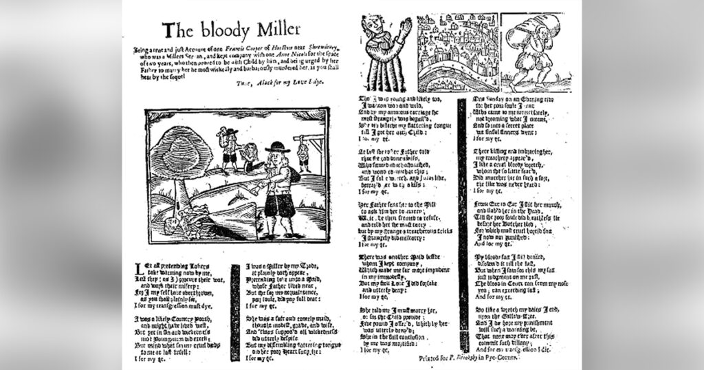 Old English ballad about the 1683 murder of Anny Nichols by mill
apprentice Francis Cooper years later transformed into “The Knoxville Girl”
