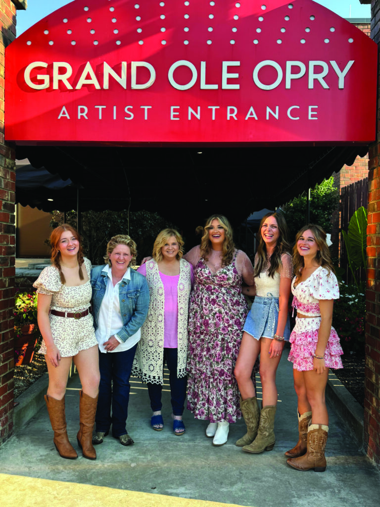 Sister Sadie at the Grand Ole Opry (left to right) Maddie Dalton, Deanie Richardson, Gena Britt, Jaelee Roberts, Dani Flowers and Rainy Miatke. Photo courtesy of Rainy Miatke