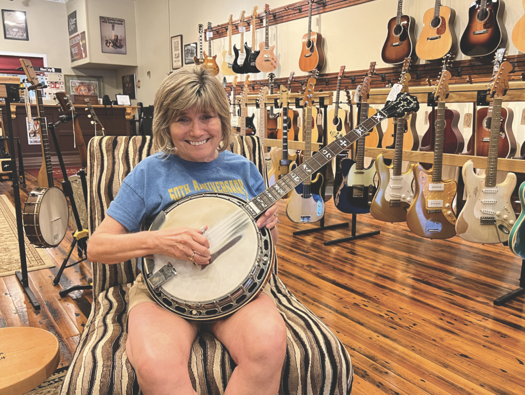 Writer Sandy Hatley playing J.D. Crowe’s 1938 RB-75
Photo by Gary hatley