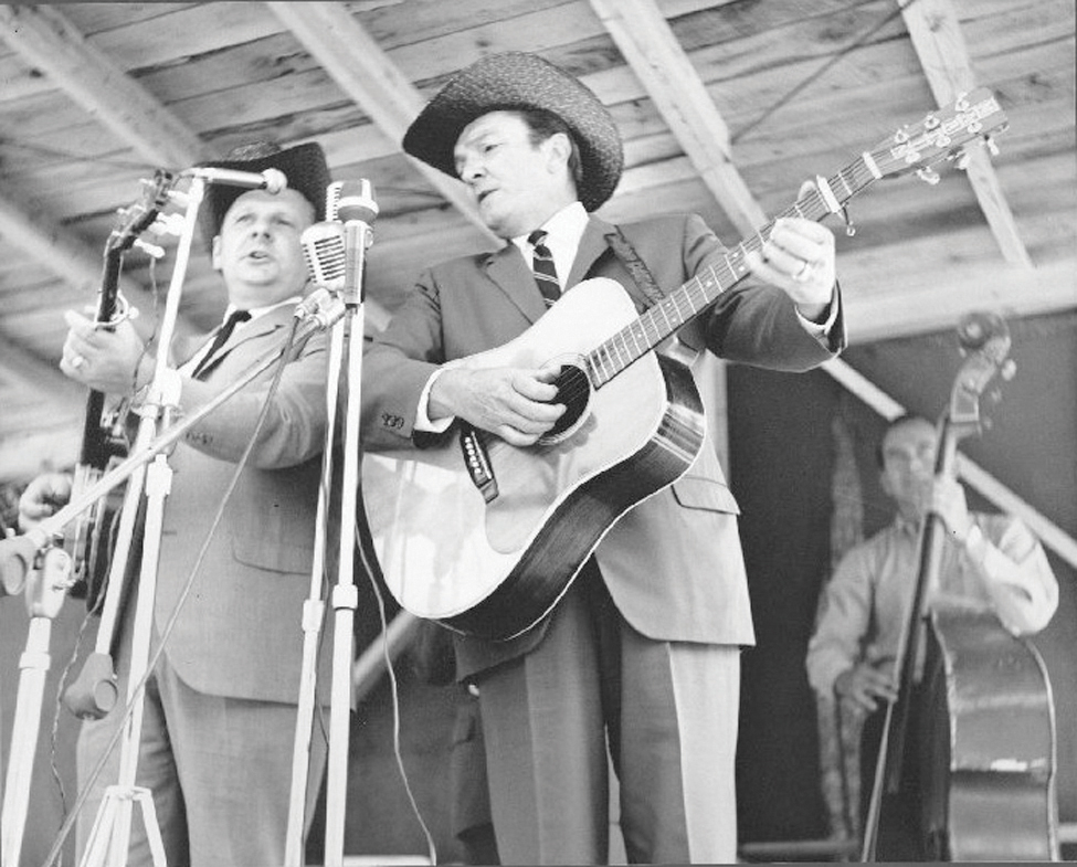 The Stanley Brothers on stage at the 1965 Labor Day Weekend bluegrass festival in Fincastle Virginia. The group performed “Will You Miss Me?” on this set. //  Photo by Ron Petronko