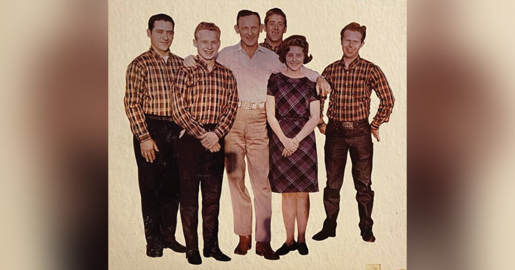 A circa 1965 photo of Don Reno & the Tennessee Cut-Ups when Chuck Haney was a member of the band. From left to right: Chuck Haney, Ronnie Reno, Don Reno, Duck Austin, Jean Reno, and Ray Crisp.