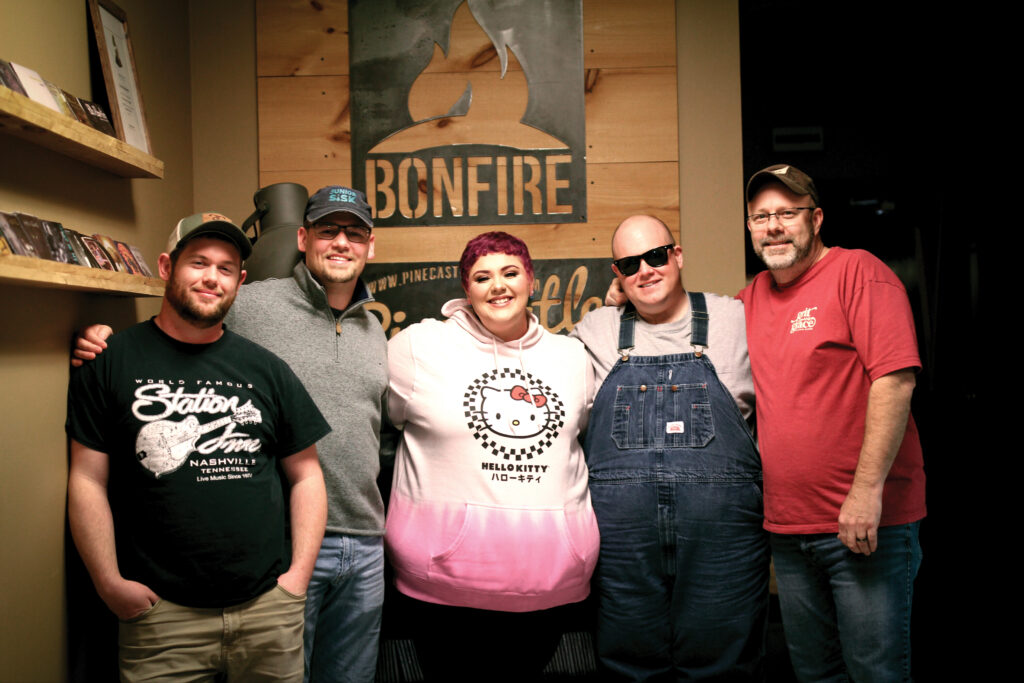 The Red Camel Collective with Steve Wilson (far right), the co-producer and engineer on their album.