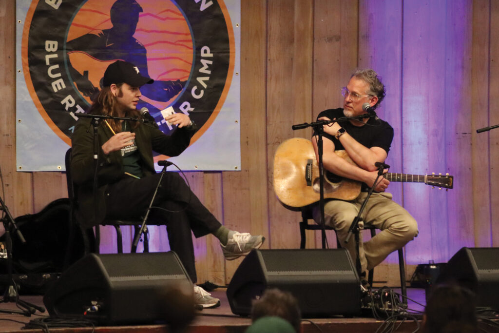 Billy Strings and Bryan Sutton at Guitar Camp.  //  Photo by Lily Sutton
