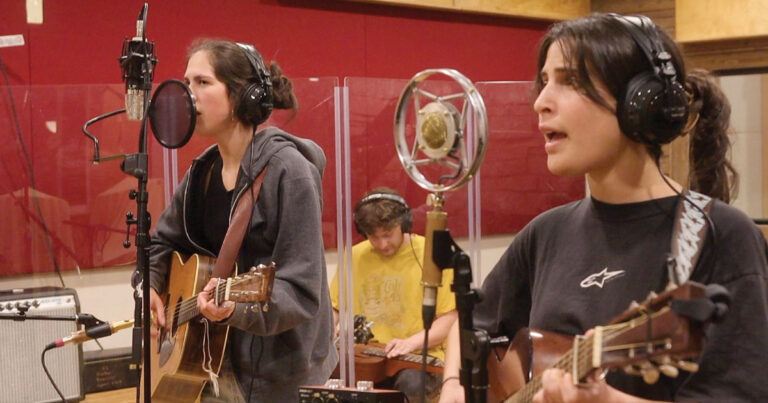 Students at Colorado College work on a recording (left to right) Maren Snow, Sam Johnson and Anabel Shenk. // Photo by Schylar Woods