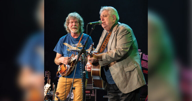 Sam Bush and Rodney Dillard performing at the Bluegrass Music Hall of Fame and Museum for the John Hartford Days Weekend in January of 2025. // Photo by Chad Gesser