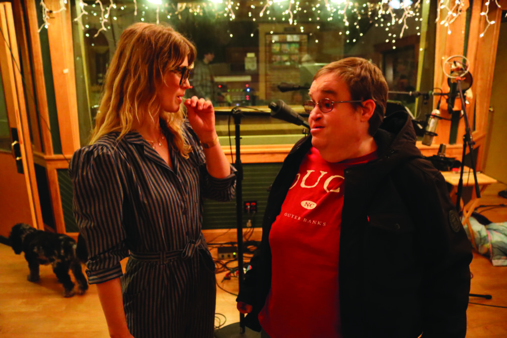 Shelby in the studio with Michael Cleveland. // Photo by Joel Timmons